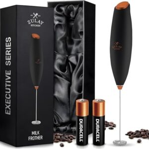 Zulay Kitchen Milk Frother Wand (2 Duracell Batteries Included), Handheld Milk Frother - Easy-Clean Milk Frother & Drink Mixer - Electric Coffee Frother for Frappe,