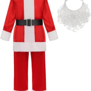 yolsun Deluxe Kids Santa Claus Costume Green Monster Christmas Costume for Boys Girls X-mas Party Dress up