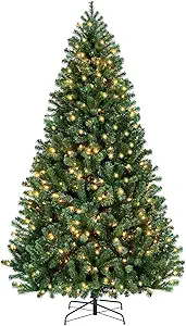 7.5 Ft. Premium 1480 Tips Extra Full Spruce Artificial Holiday Christmas Tree for Home - Easy Assembly - Prelit with 400 ct. White LED Lights